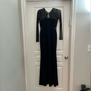 BCBGeneration Sheer Floor-length fitted dress w waist sheer cutouts - Ribbed